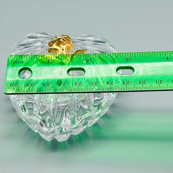 Vintage Italian “Courtenay” Heart Shaped Gold Rose Accented Crystal Trinket Box - Picture 7 of 8